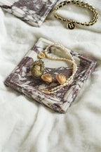 Italian Calacatta Viola Square Marble Tray--Carved Edge