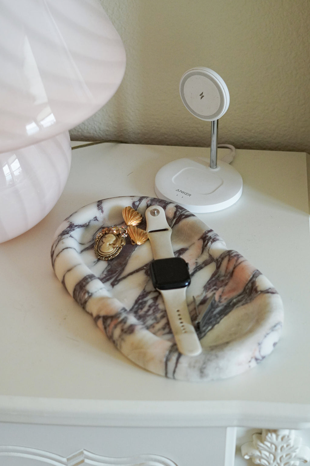 Italian Calacatta Viola Thick Marble Oval Tray