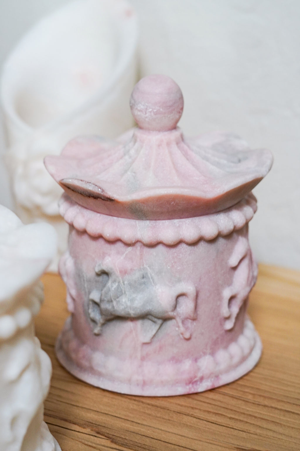 Luxury Blue Marble Carousel Horse Lidded Jar--Muti-Color