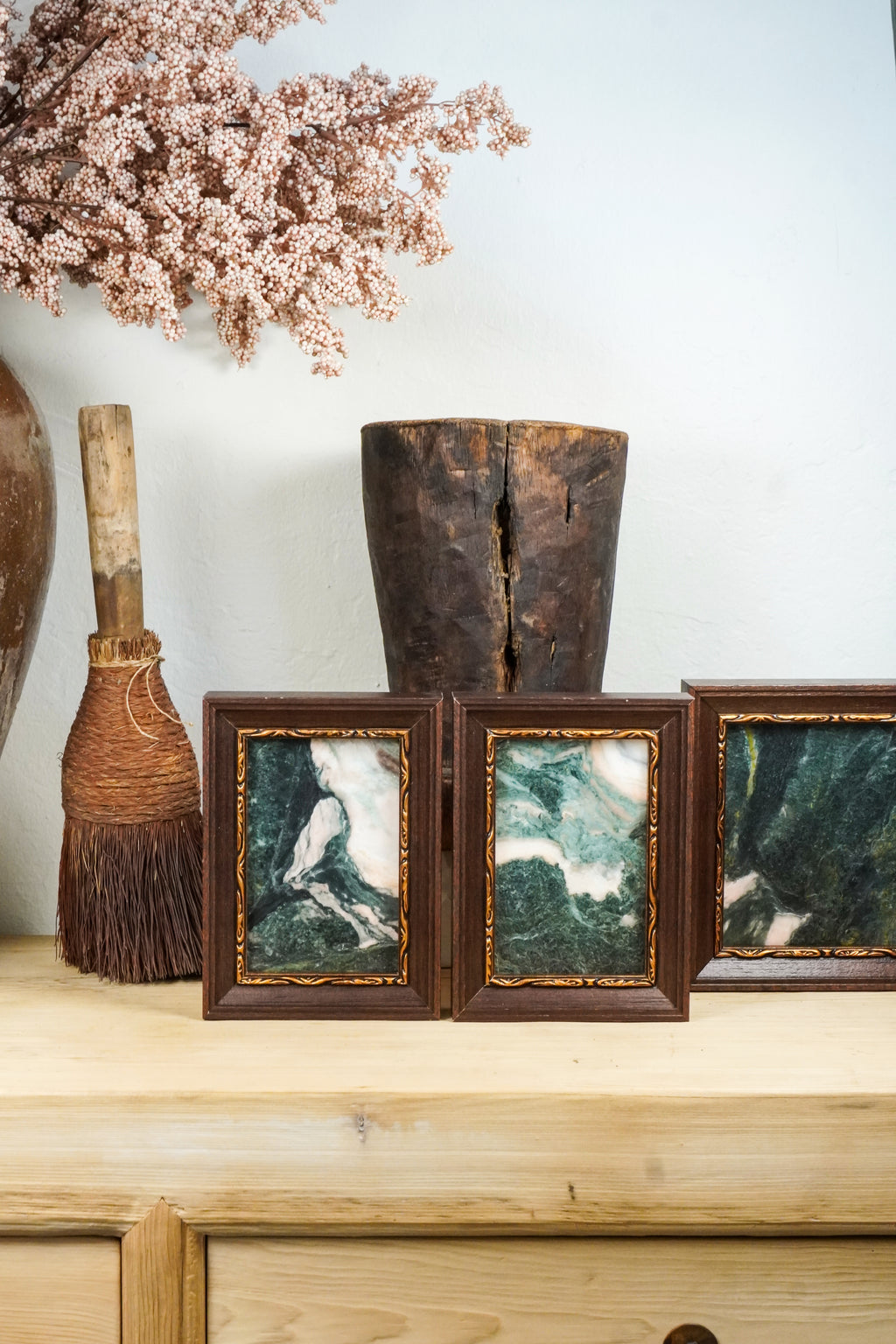 Small Marble Wall Artwork Collection--Green Pink