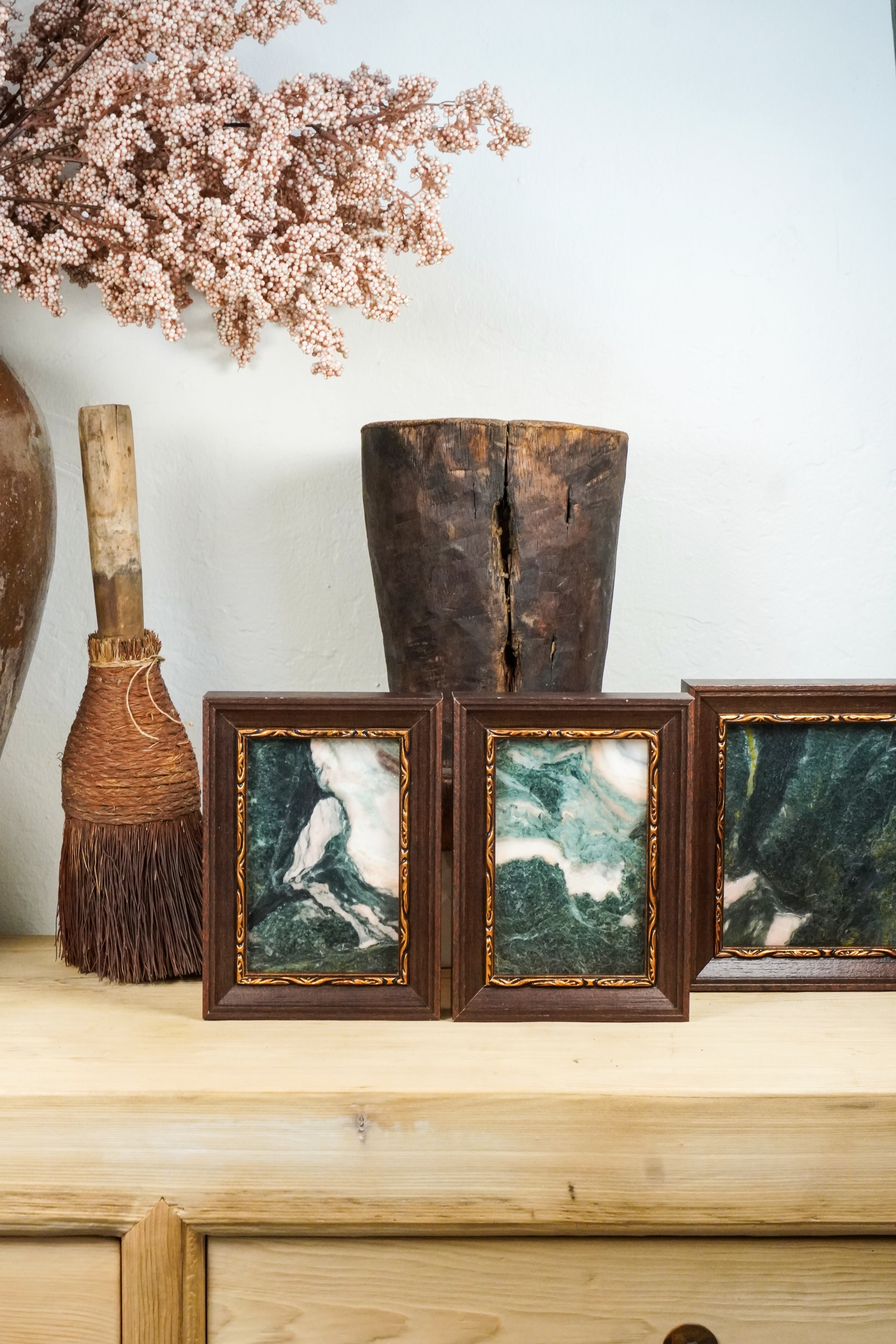 Small Marble Wall Artwork Collection--Green Pink