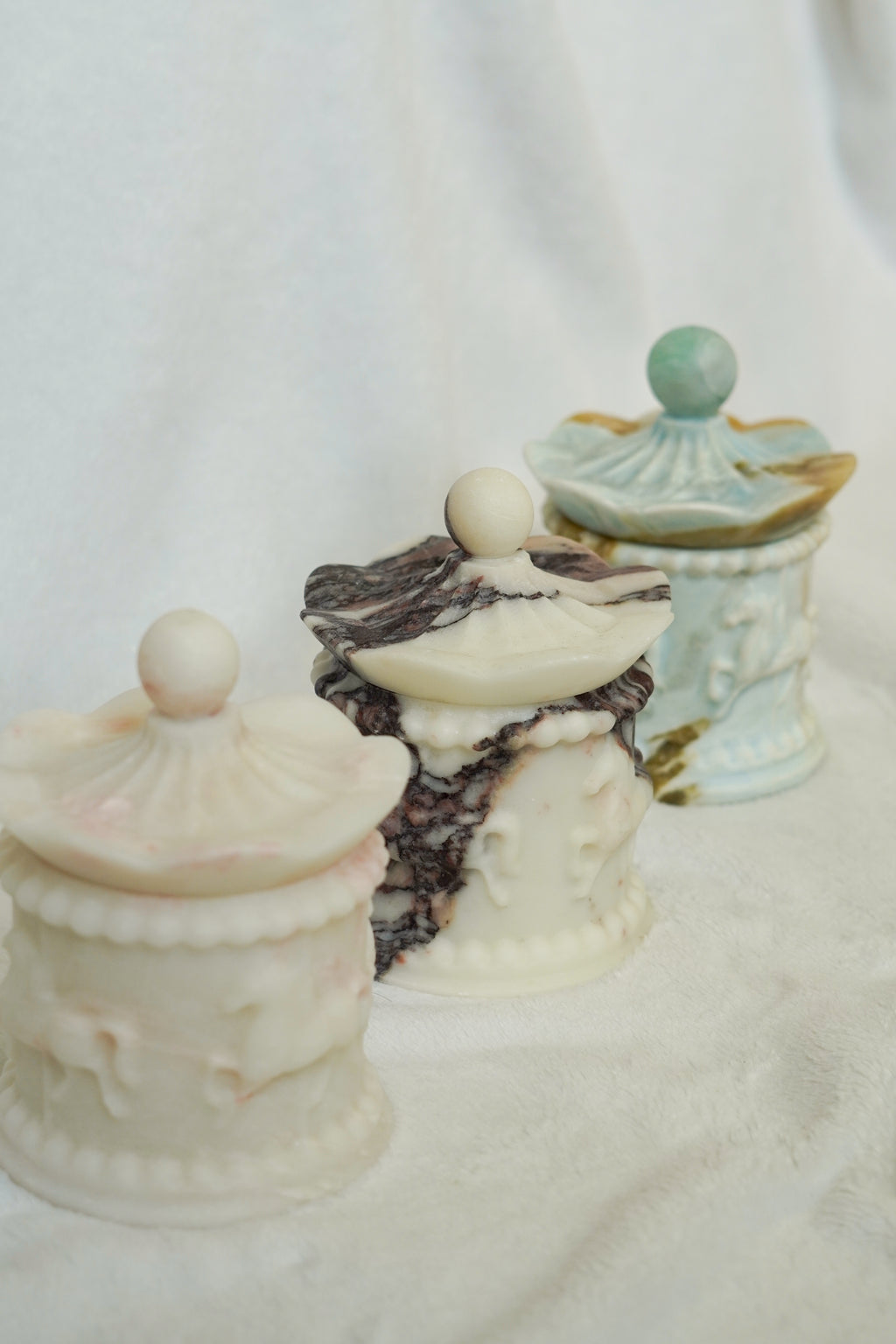 Luxury Blue Marble Carousel Horse Lidded Jar--Muti-Color
