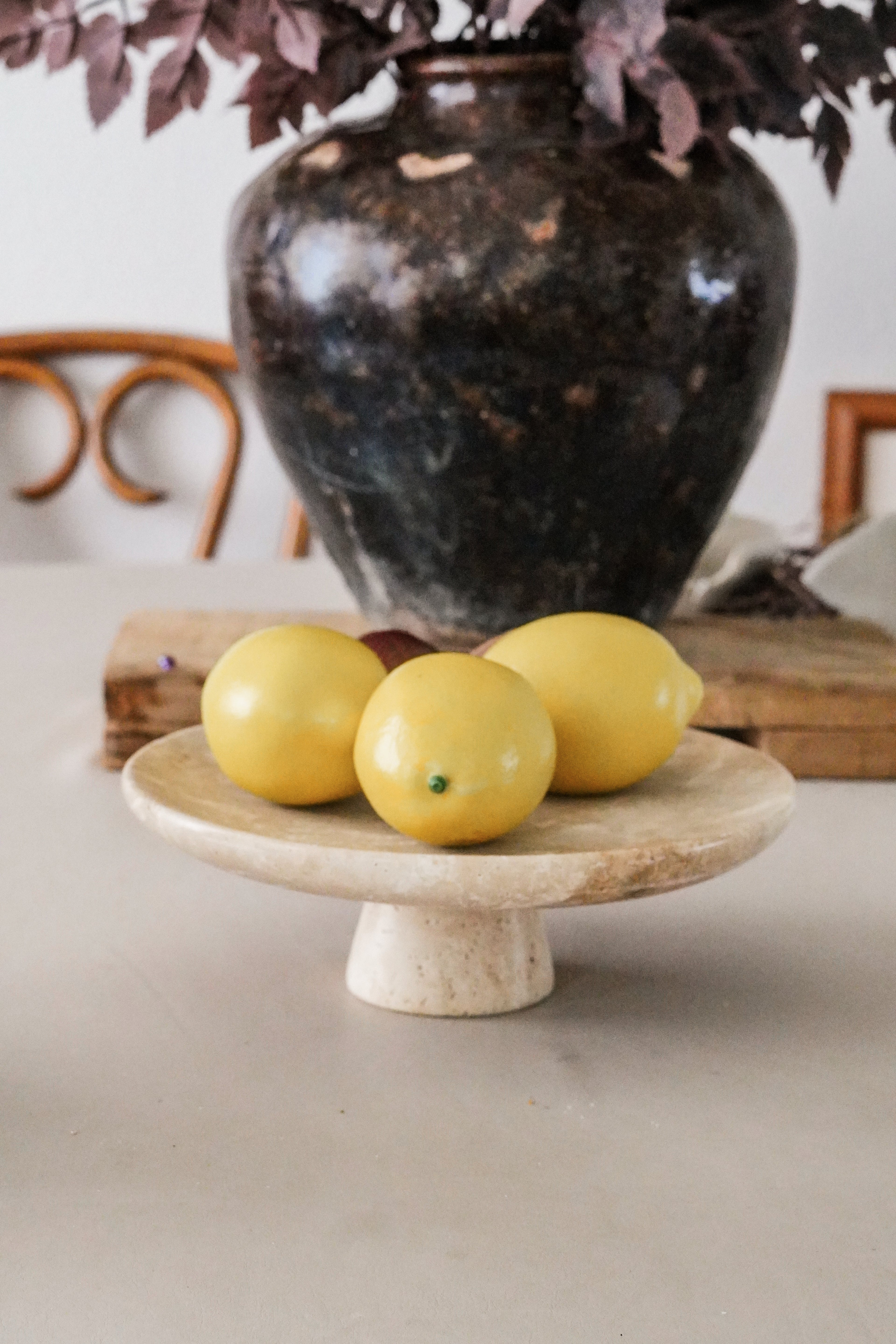 Travertine Pedestal Bowl