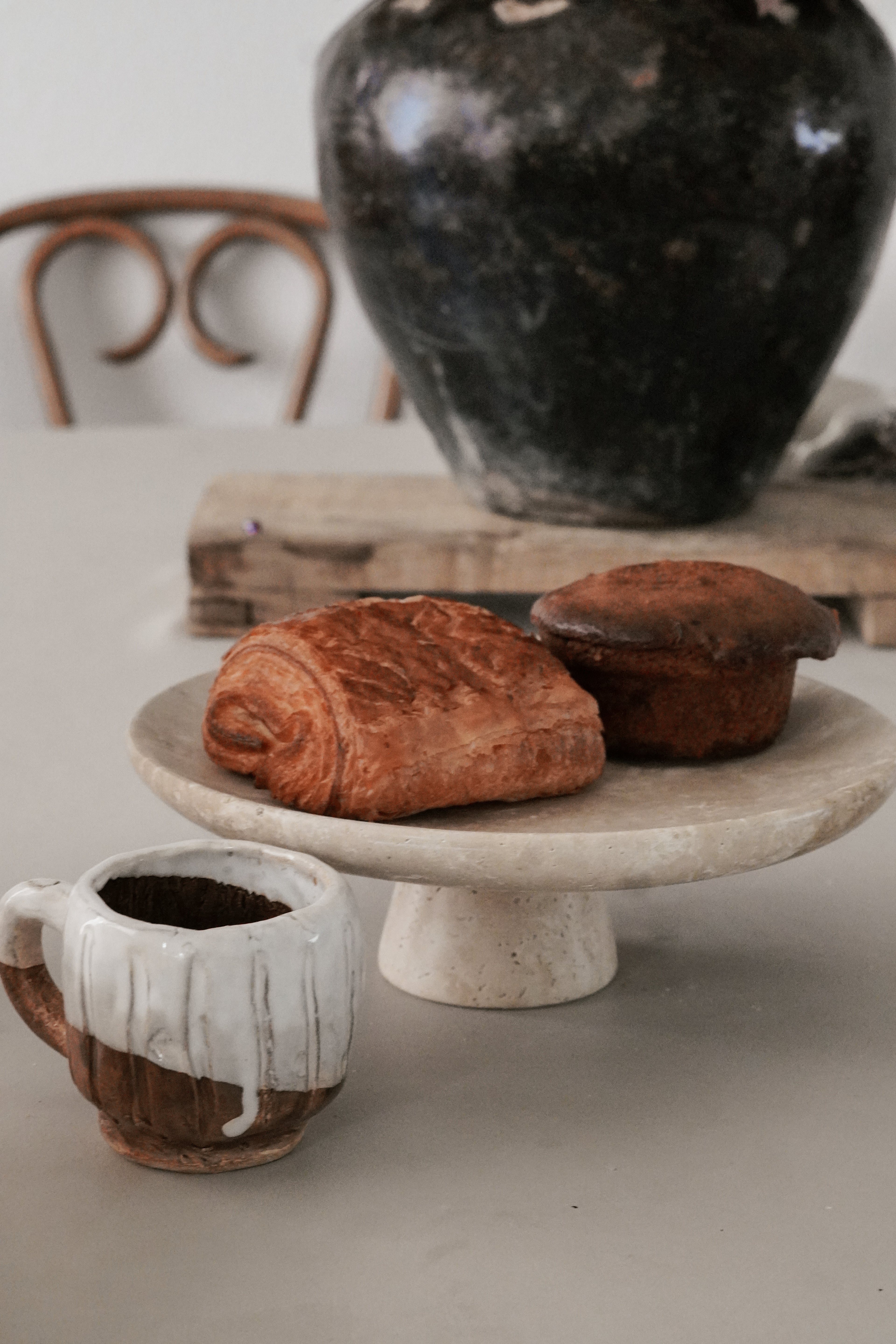 Travertine Pedestal Bowl