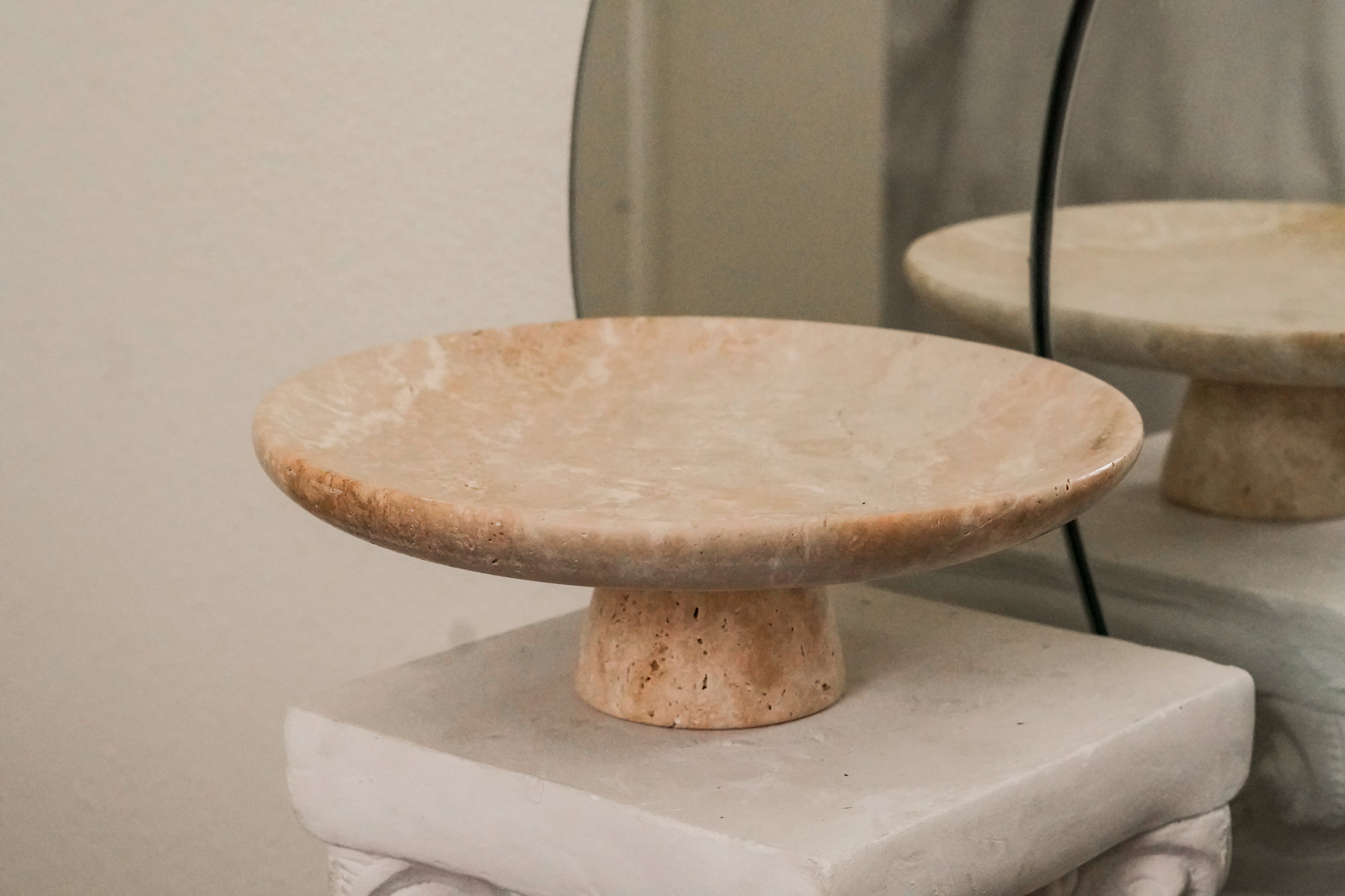 Travertine Pedestal Bowl