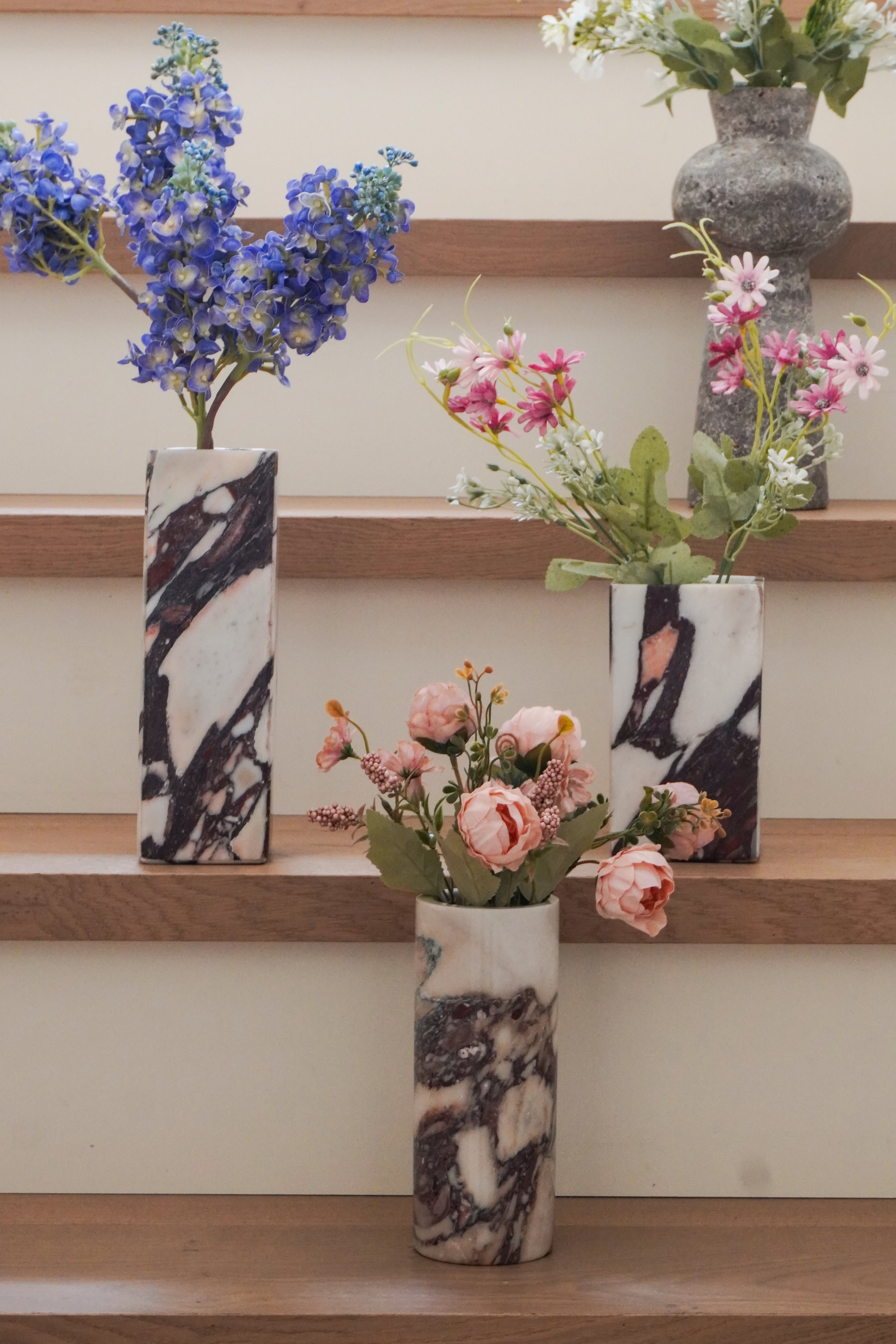 Calacatta Viola Cylinder Marble Vases