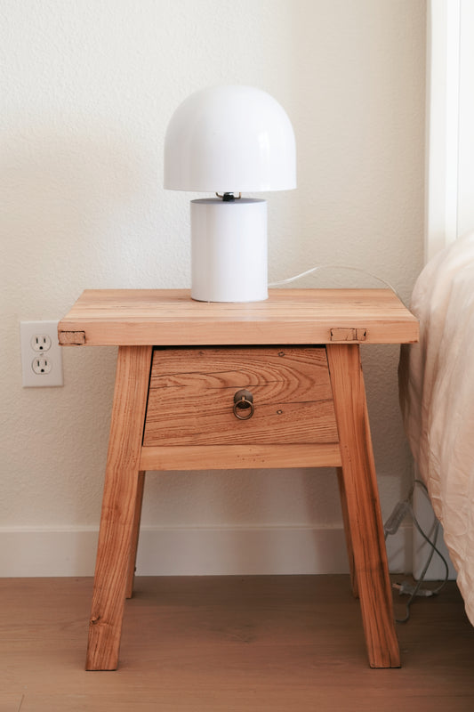 Sausalito Vintage Elm Wood Nightstand Side Table