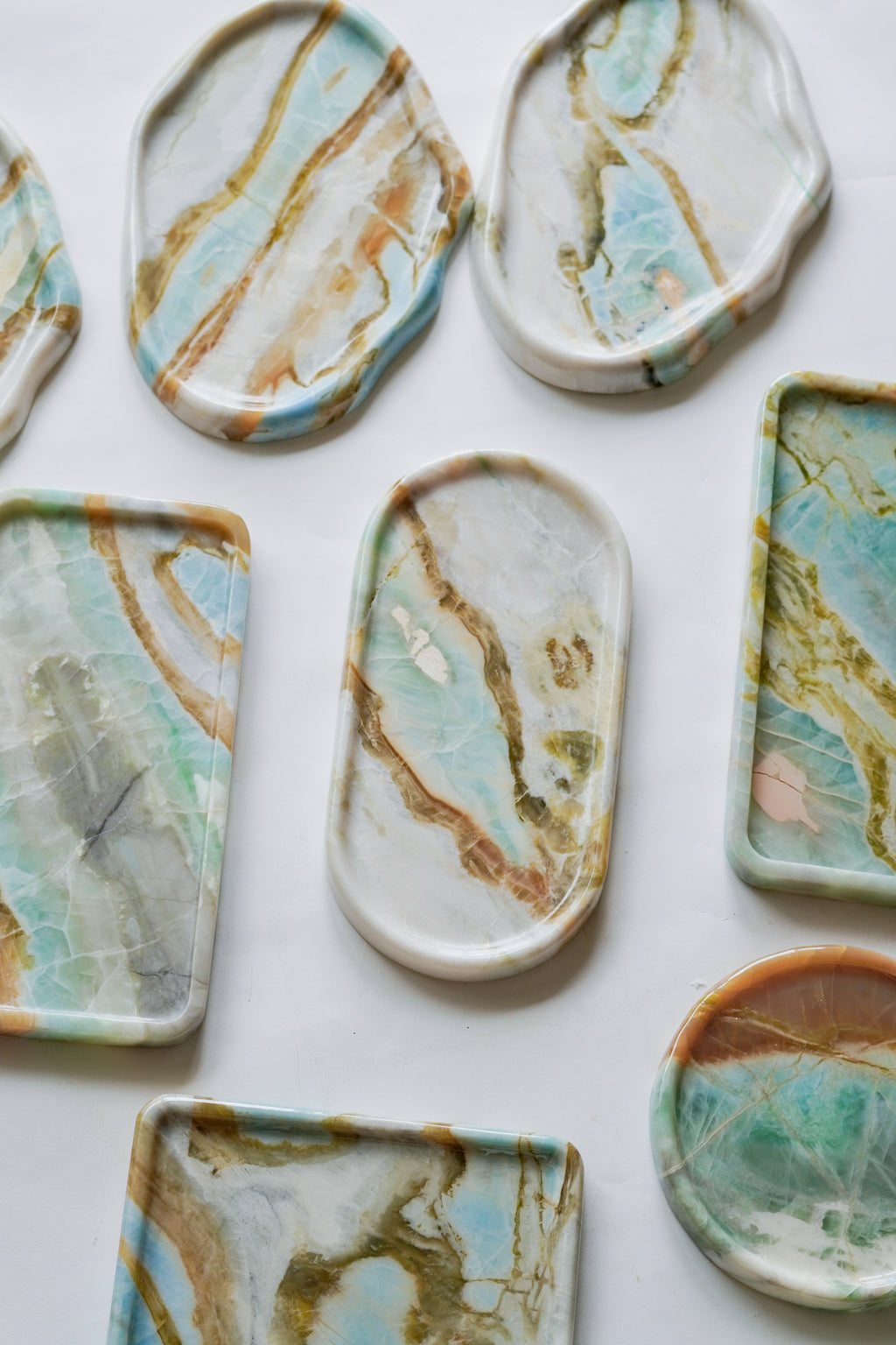 Luxury Green Blue Marble Tray Collection---Various Shape