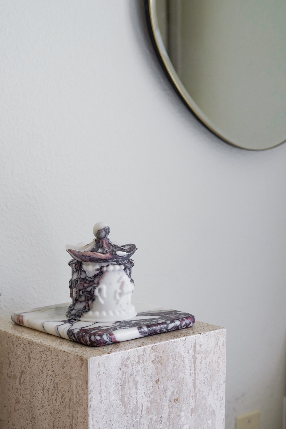 Luxury Blue Marble Carousel Horse Lidded Jar--Muti-Color