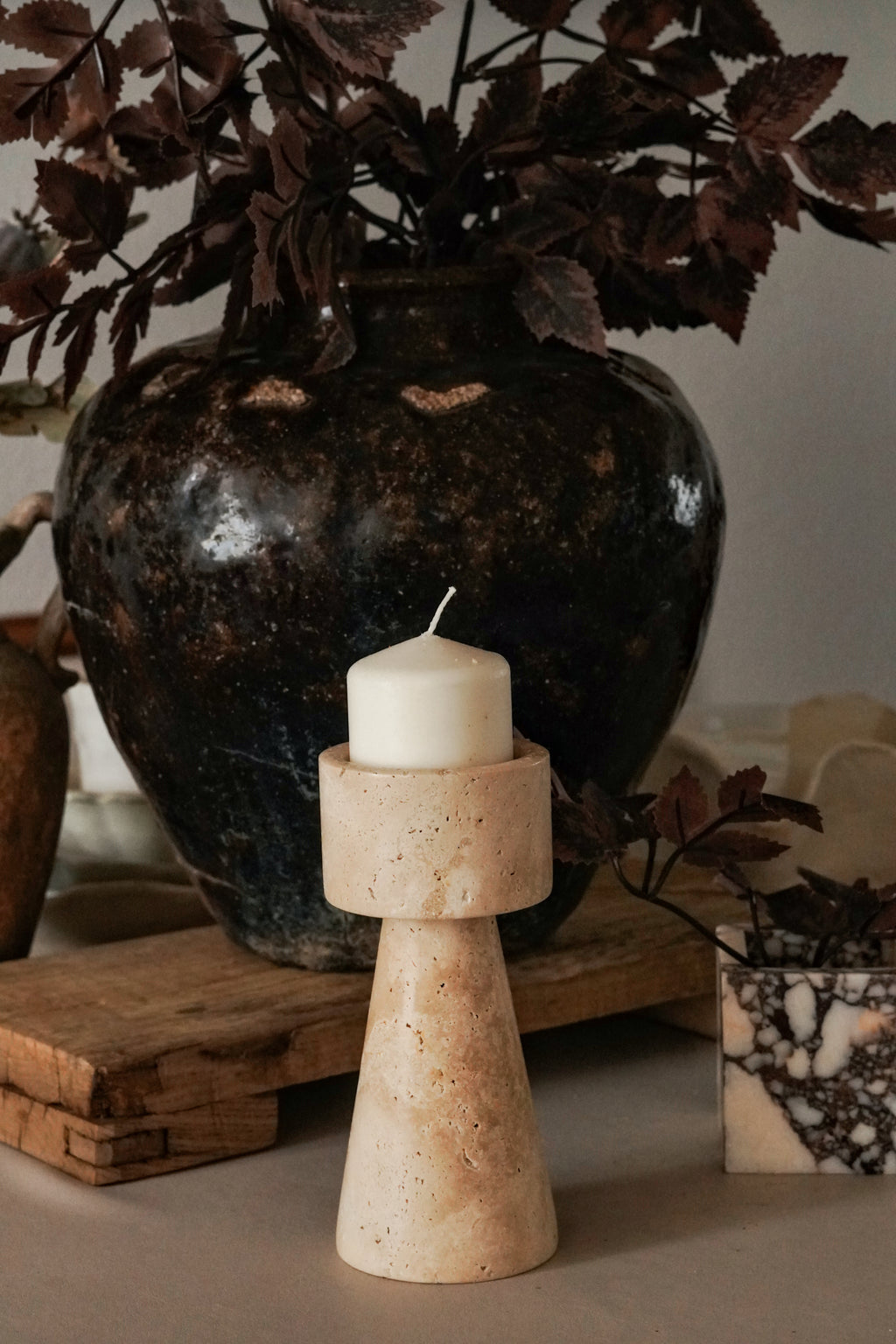 Travertine Candle Holder