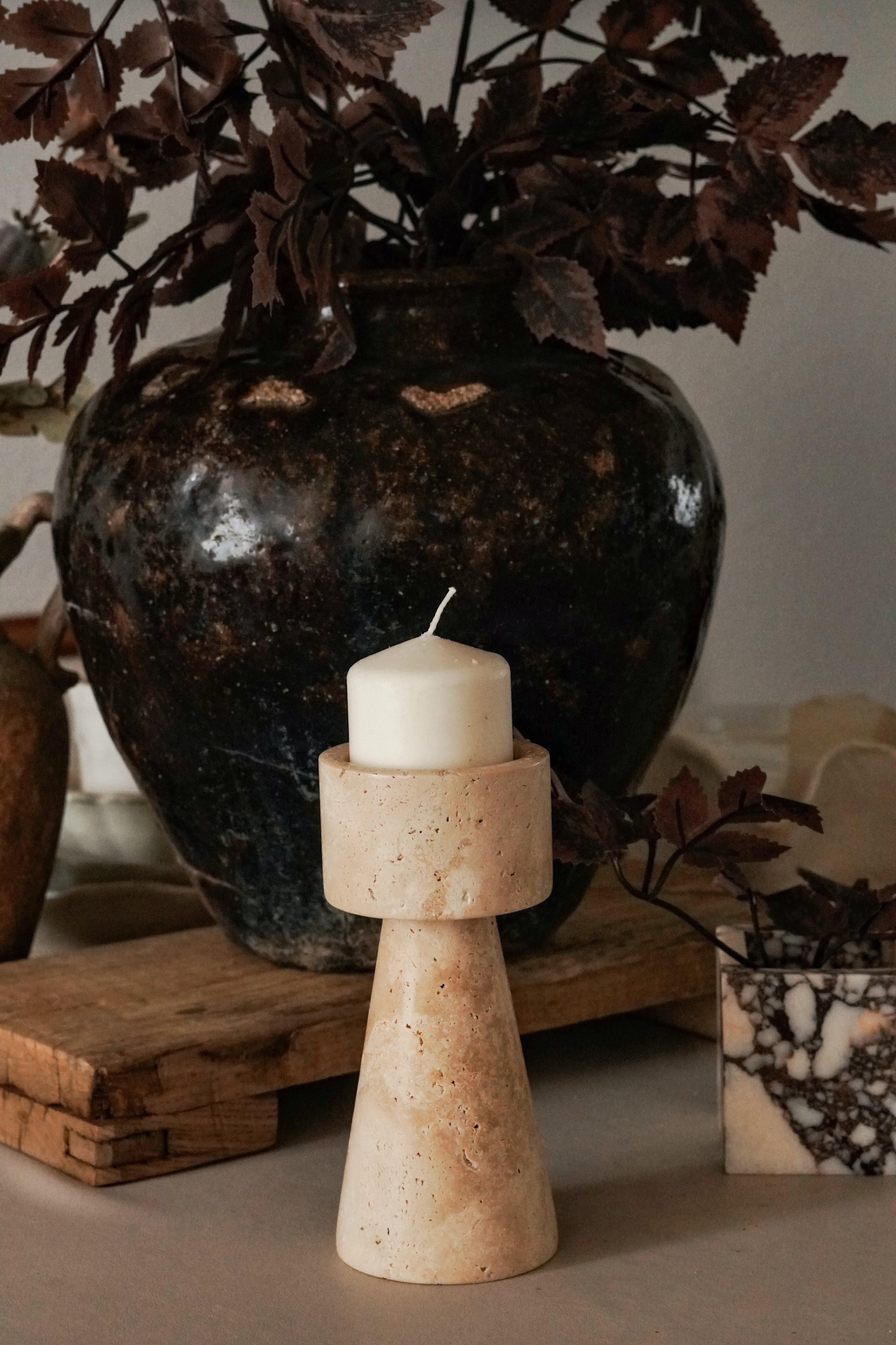 Travertine Candle Holder