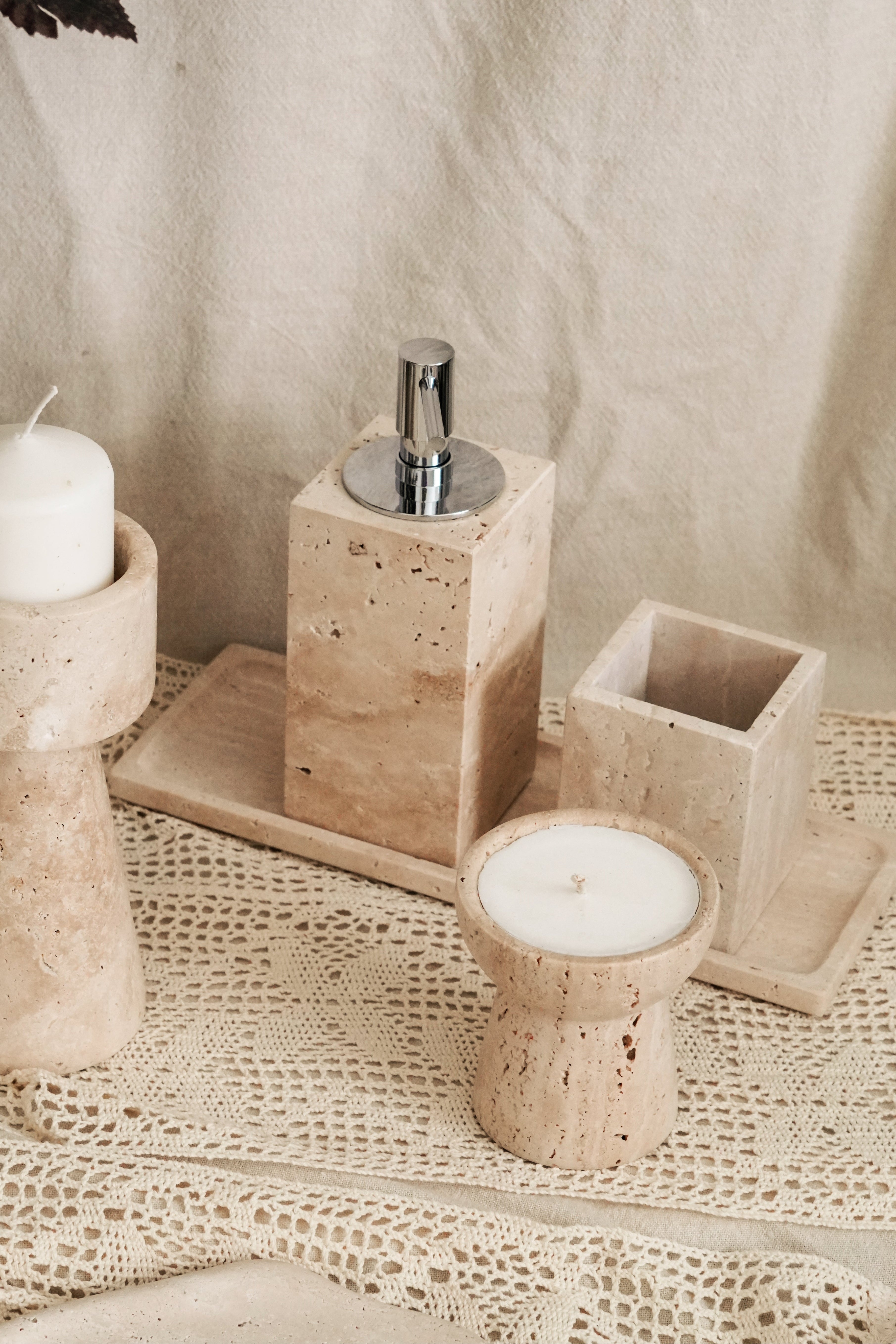 Travertine Bath Set