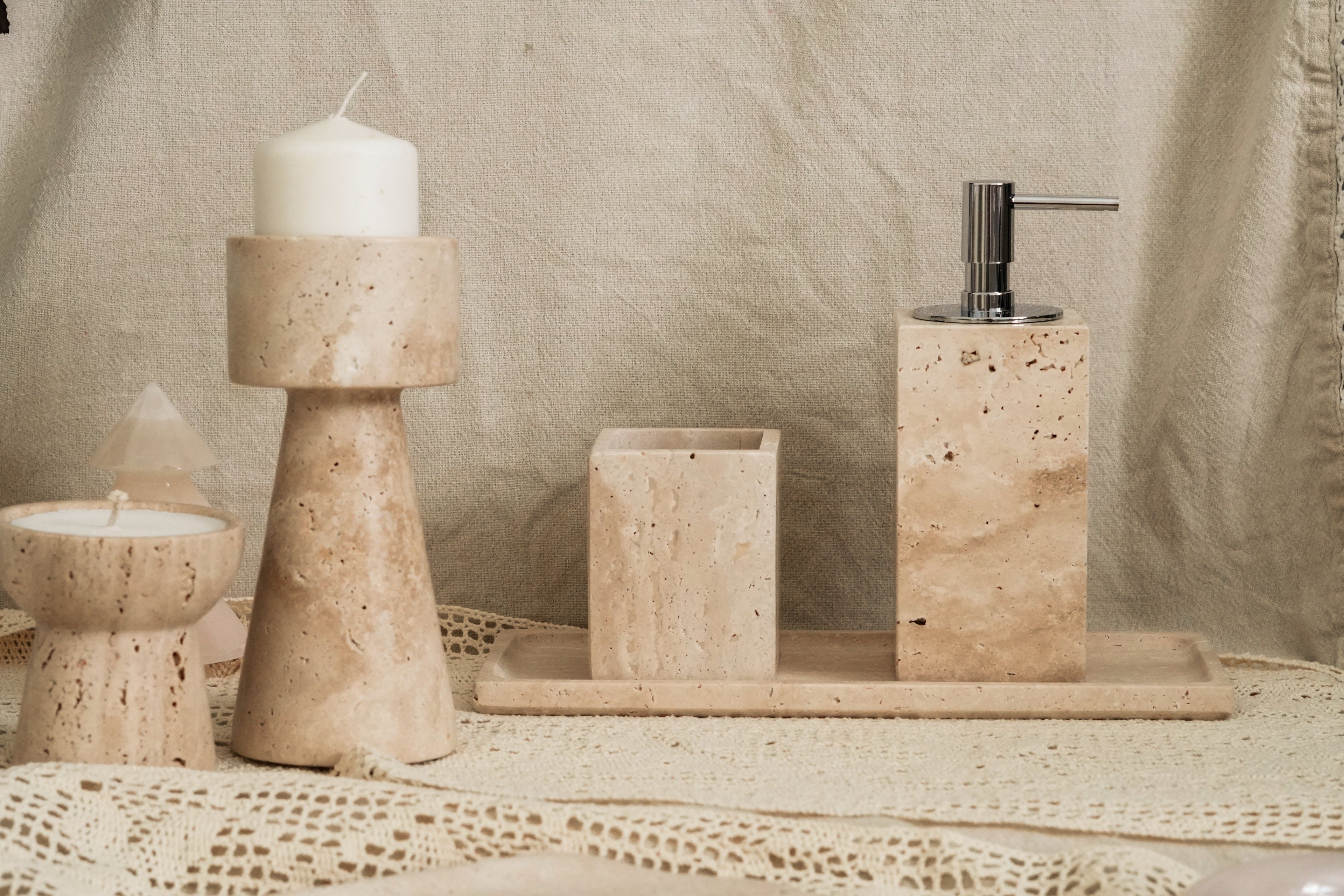 Travertine Bath Set