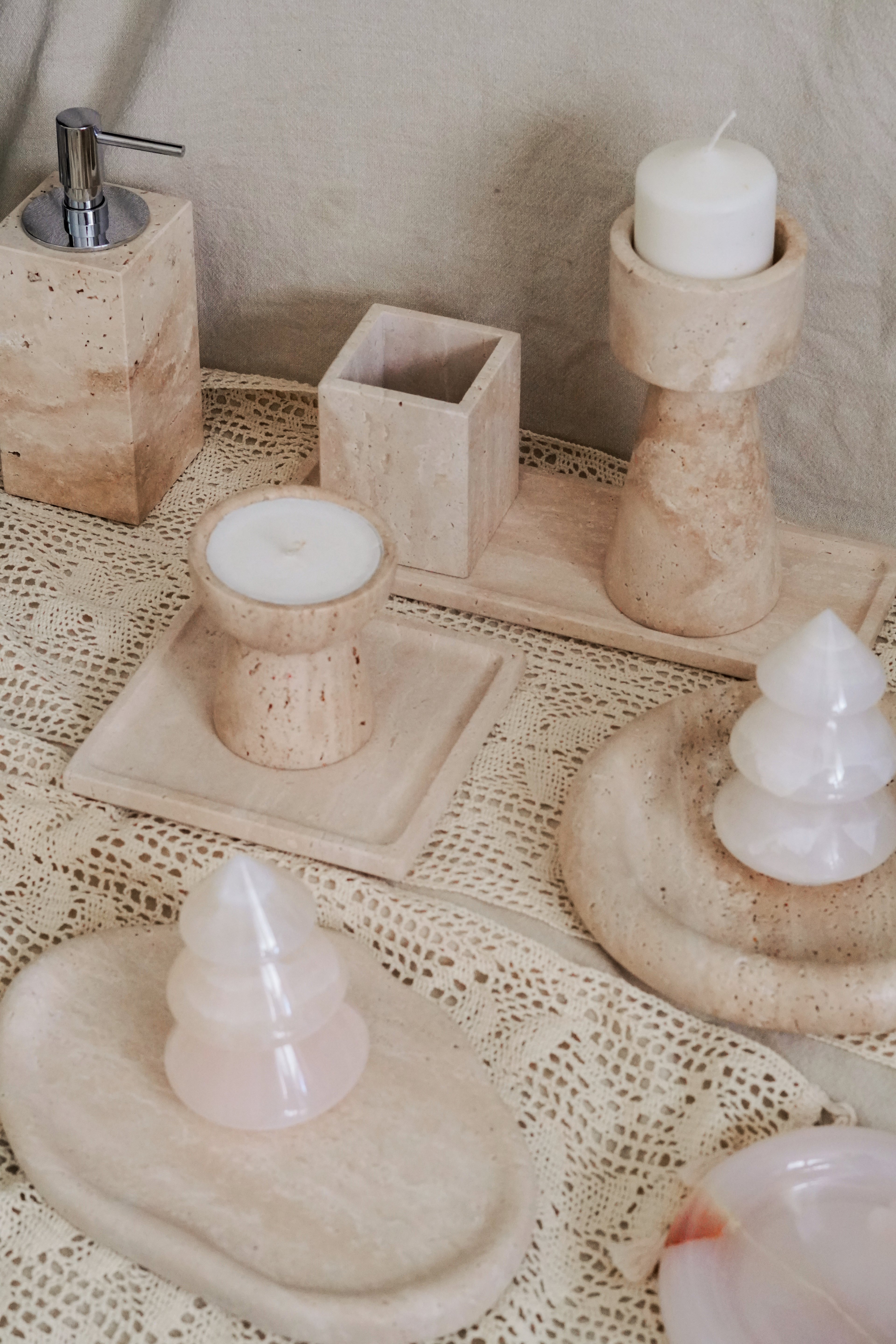 Travertine Candle Holder