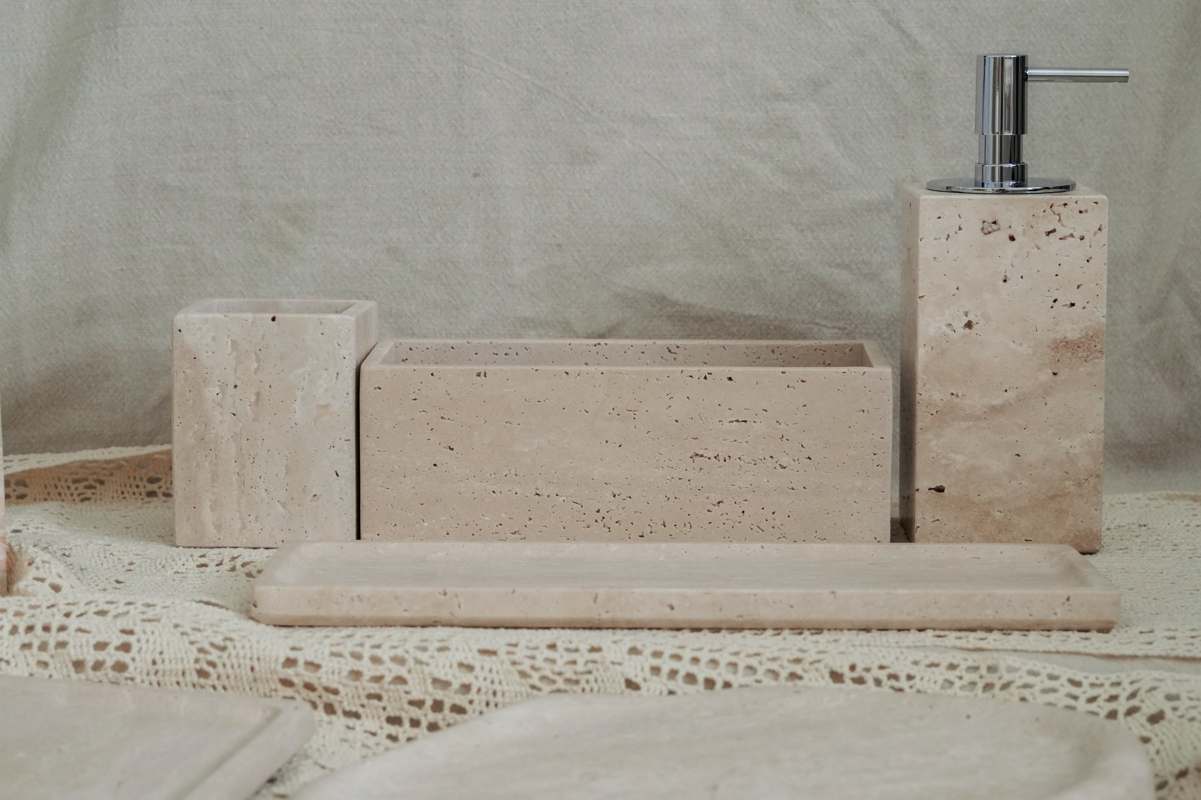 Travertine Bath Set