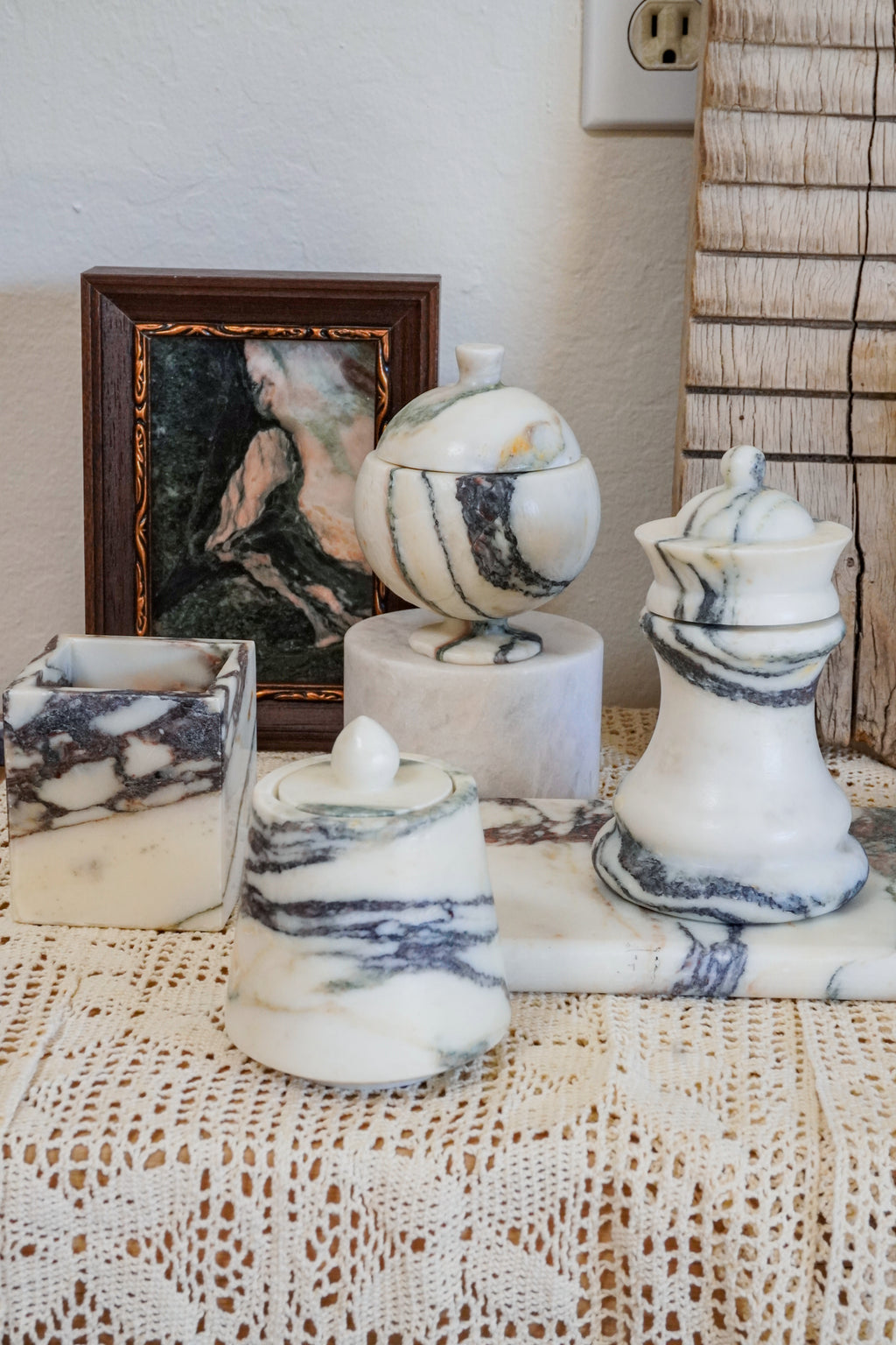 Calacatta Viola Marble Kitchen Decor Set