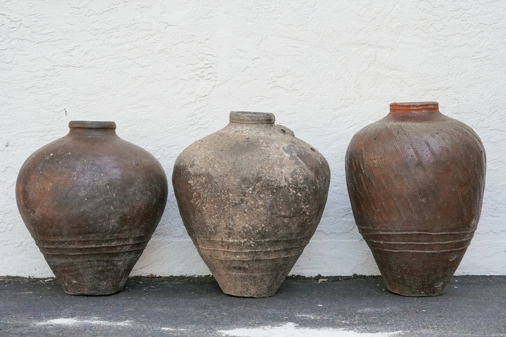 Vintage Chinese Earthenware Pot--Large Tall