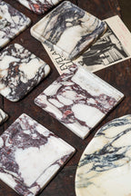 Italian Calacatta Viola Square Marble Tray--Carved Edge
