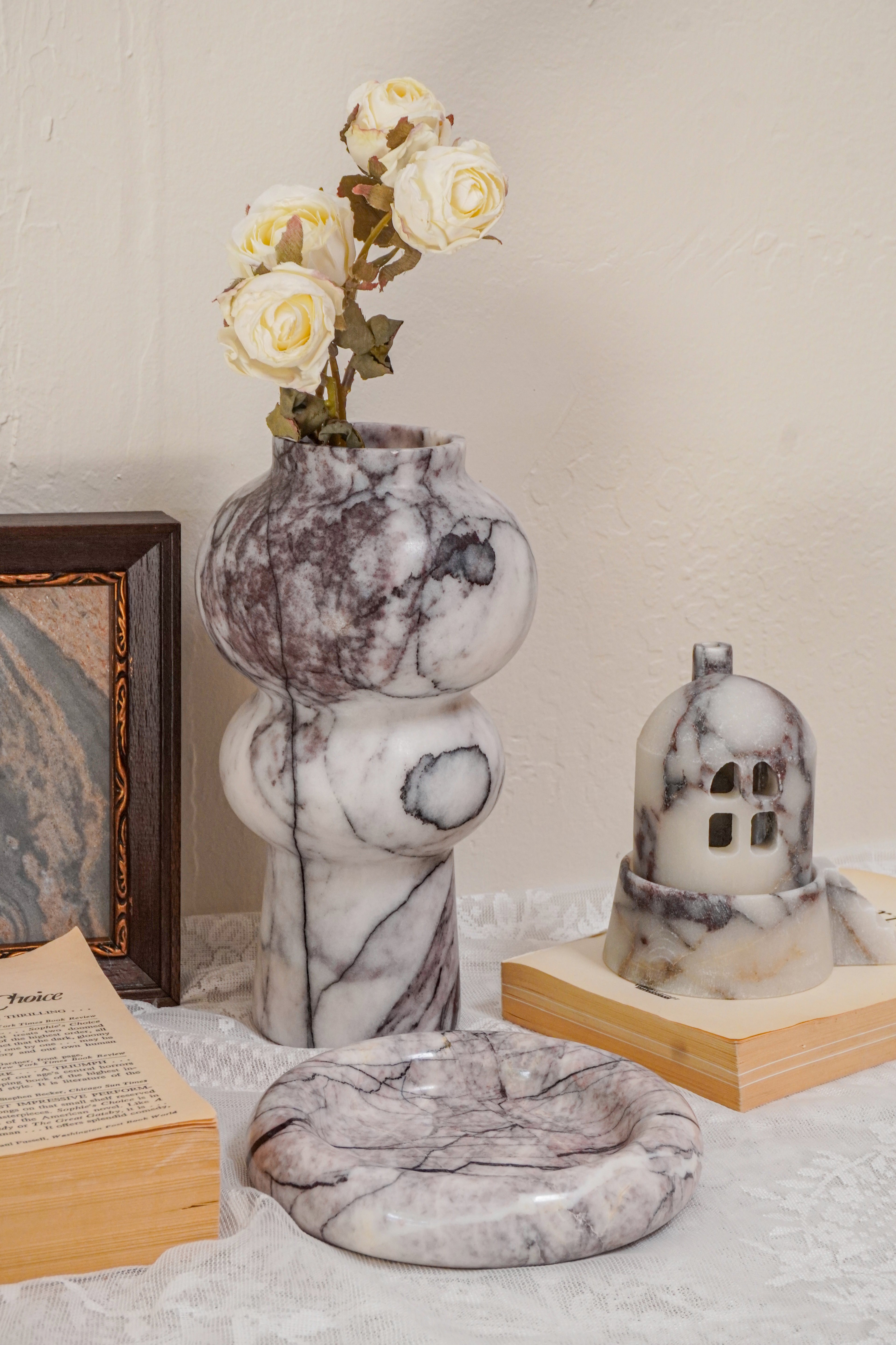 Sculptural Marble Vase – Lilac Marble
