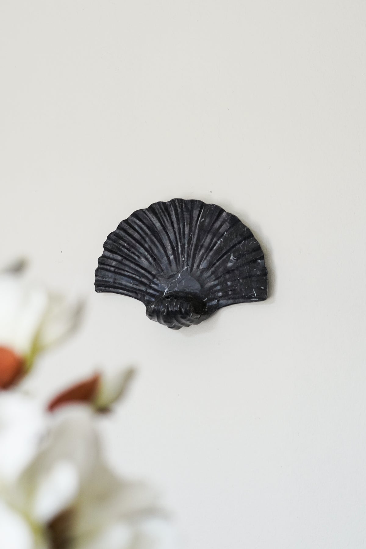 Natural Black Marble Seashell Wall Sconce