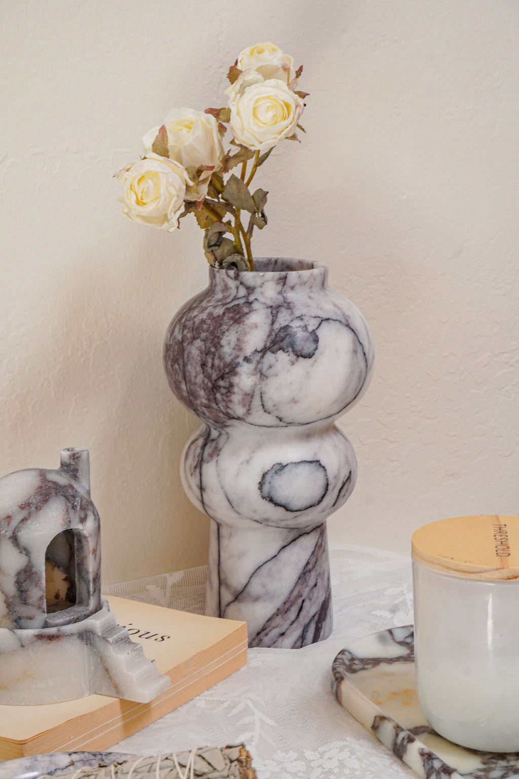 Sculptural Marble Vase – Lilac Marble