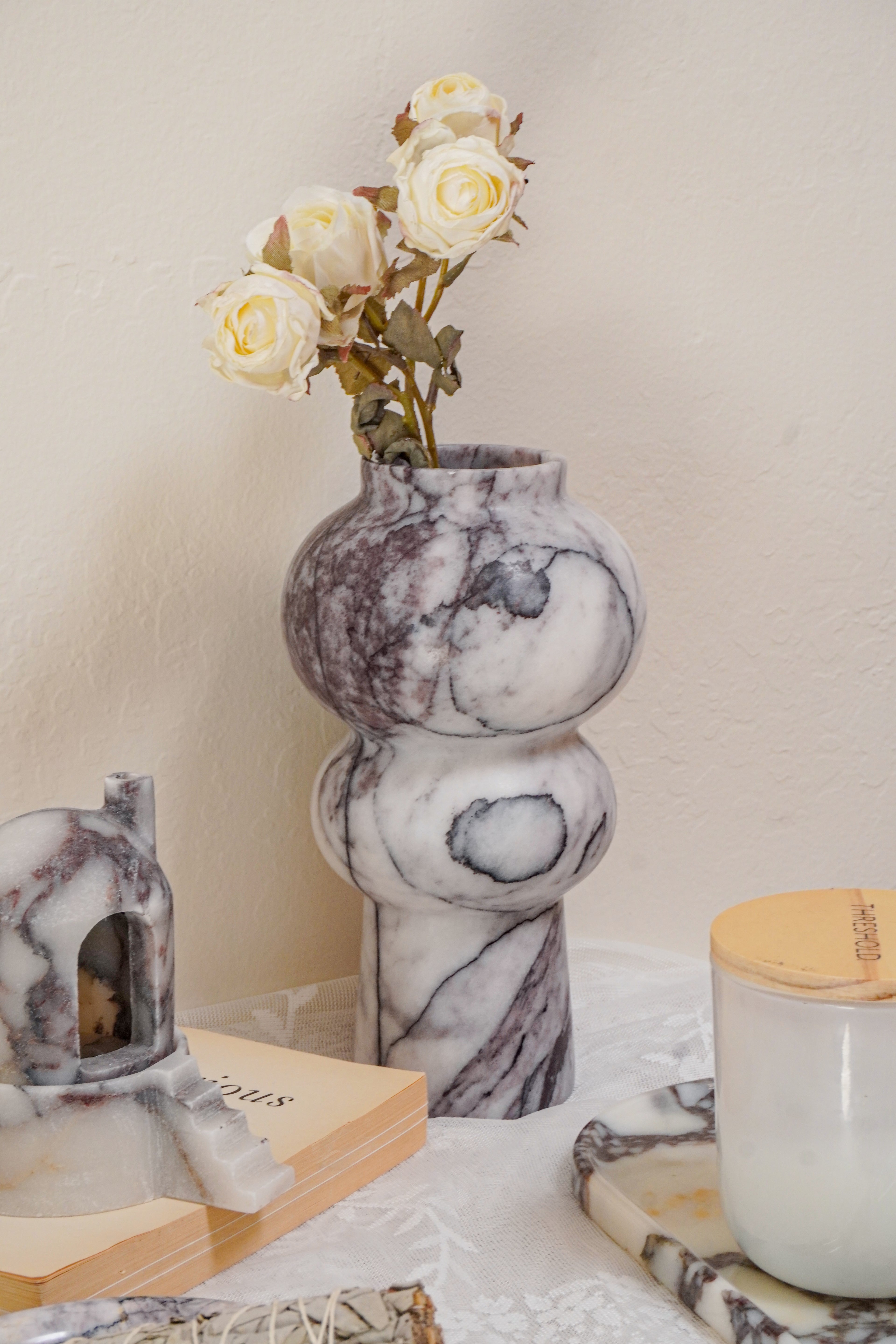 Sculptural Marble Vase – Lilac Marble