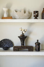 Sculptural Black Gold Marble Vase