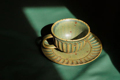 Espresso Coffee Tea Mug - Handmade Vintage Green Coffee Cup Mug Set