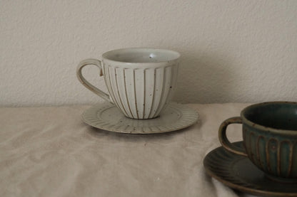 Porcelain Espresso Coffee Tea Cup - Handmade Vintage-Style Ivory White Coffee Cup Set