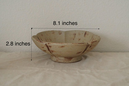 Handmade Porcelain Bowl - 8’’ Beige Rustic-Vintage Style