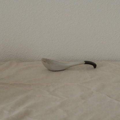 Handmade Porcelain Soup Spoon - Minimalist Beige Dinnerware