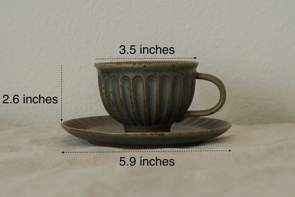 Espresso Coffee Tea Mug - Handmade Vintage Green Coffee Cup Mug Set