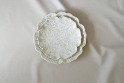 Handmade Porcelain Plate - 10" Elegant White Floral Dinnerware (L)