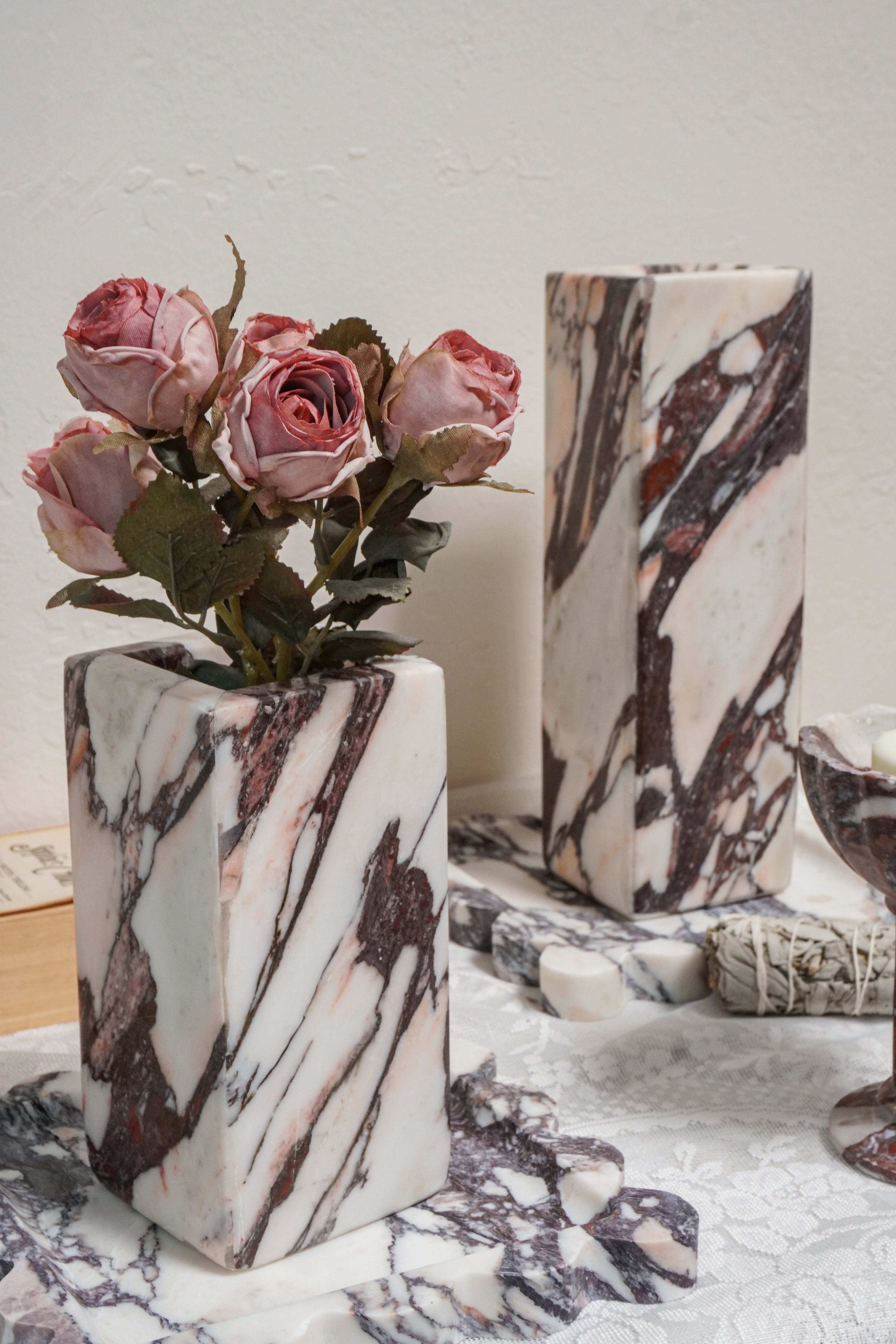 Calacatta Viola Marble Vases--2 sizes