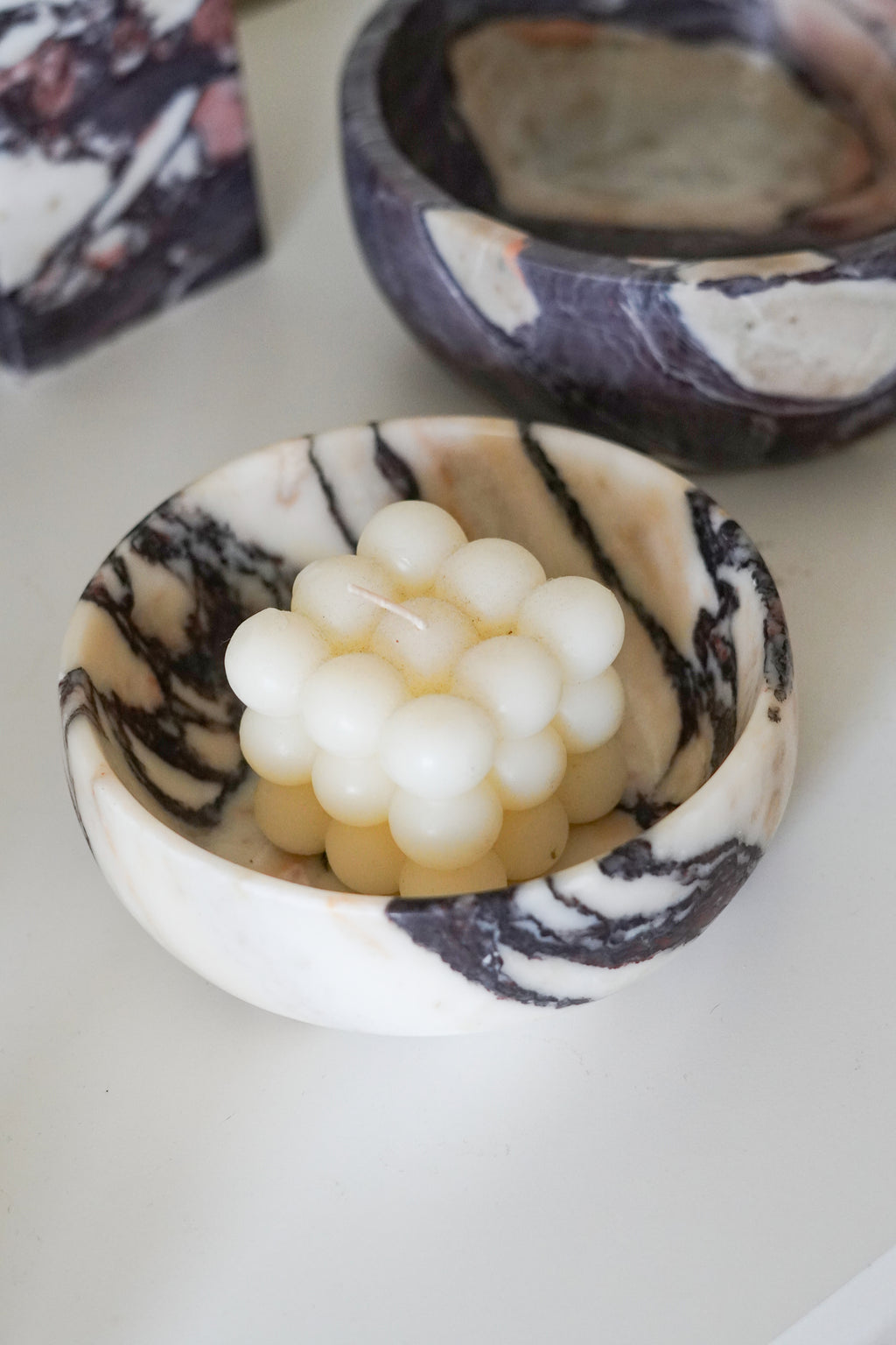 Italian Calacatta Viola Marble Bowl--Medium