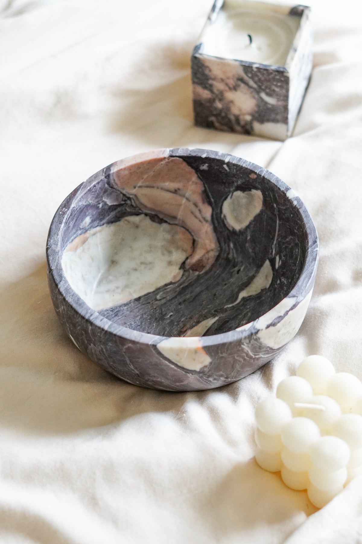Italian Calacatta Viola Marble Bowl--Medium