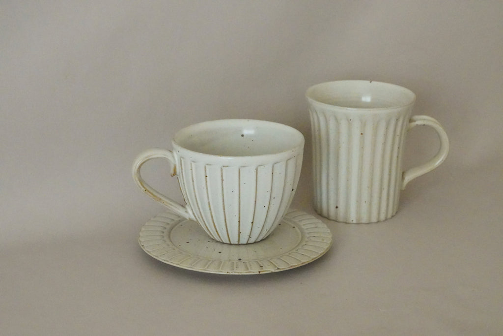 Porcelain Espresso Coffee Tea Cup - Handmade Vintage-Style Ivory White Coffee Cup Set