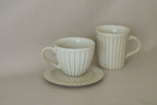 Porcelain Espresso Coffee Tea Cup - Handmade Vintage-Style Ivory White Coffee Cup Set