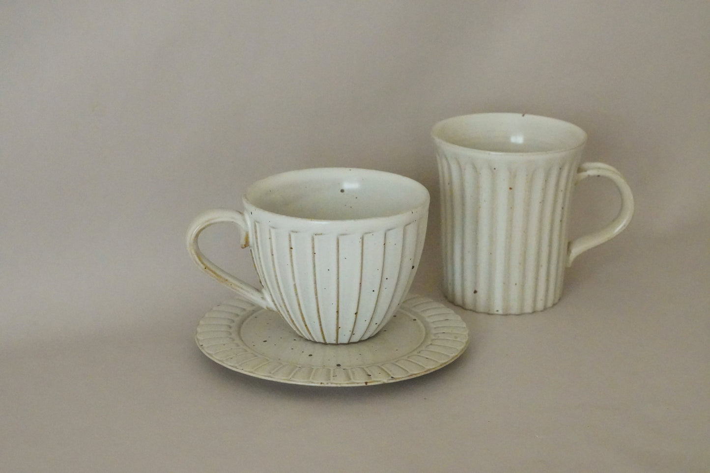 Porcelain Espresso Coffee Tea Cup - Handmade Vintage-Style Ivory White Coffee Cup Set