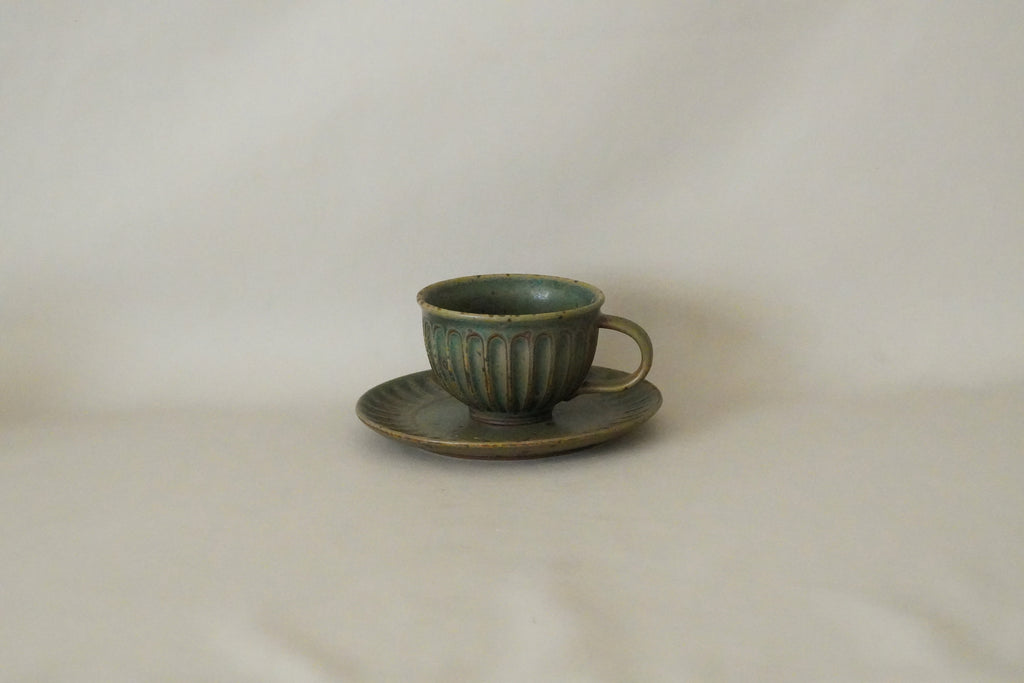 Espresso Coffee Tea Mug - Handmade Vintage Green Coffee Cup Mug Set