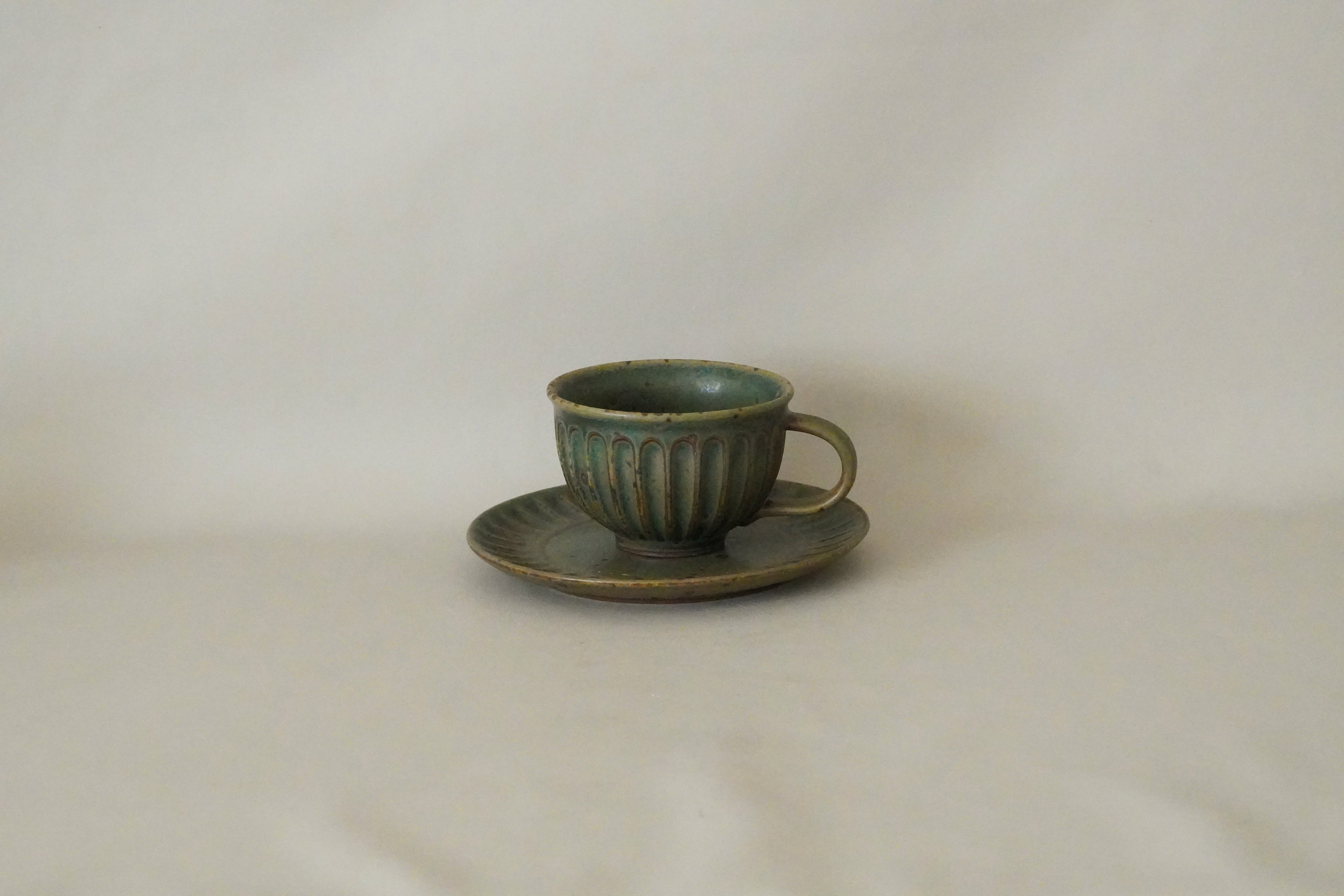 Espresso Coffee Tea Mug - Handmade Vintage Green Coffee Cup Mug Set