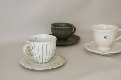 Porcelain Espresso Coffee Tea Cup - Handmade Vintage-Style Ivory White Coffee Cup Set