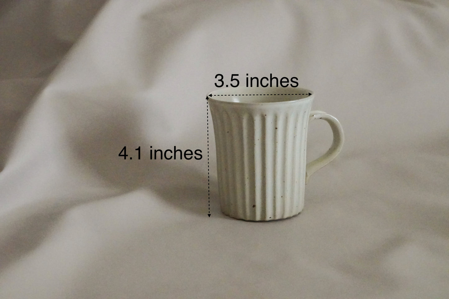 Porcelain Coffee Tea Mug - Handmade Minimalist Matte White Ribbed Mug