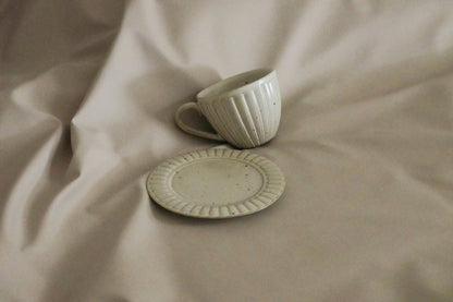 Porcelain Espresso Coffee Tea Cup - Handmade Vintage-Style Ivory White Coffee Cup Set