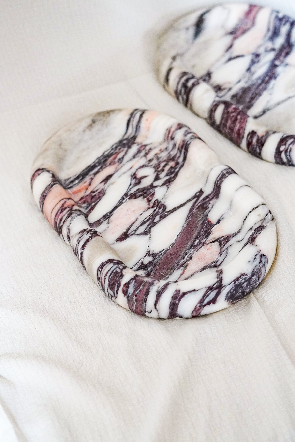 Italian Calacatta Viola Thick Marble Oval Tray