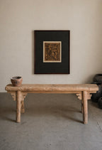 Vintage Rustic Elm Wood Bench--With Panel