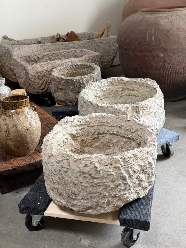 Vintage Stone Trough Planter -Round