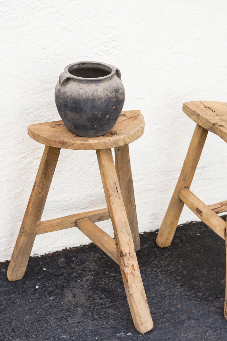 Vintage Wabi-Sabi Rustic Elm Wood Bench - High Chair
