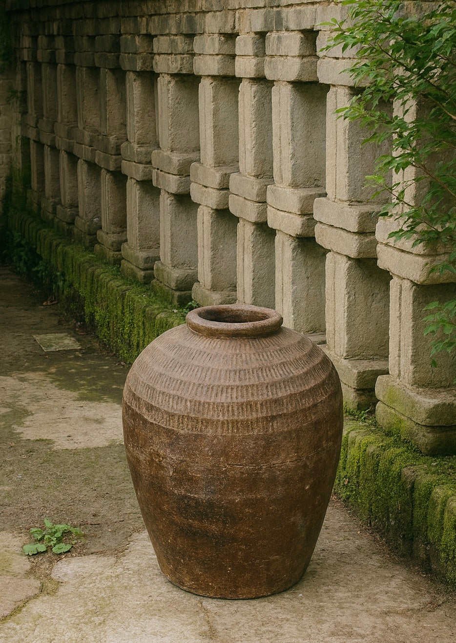 Large Tall Vintage Rustic Wine Pot