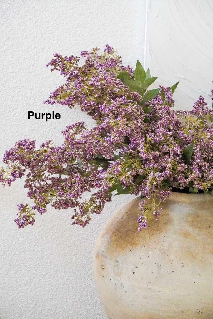 Artificial Berry With Leaves, Purple, 43''